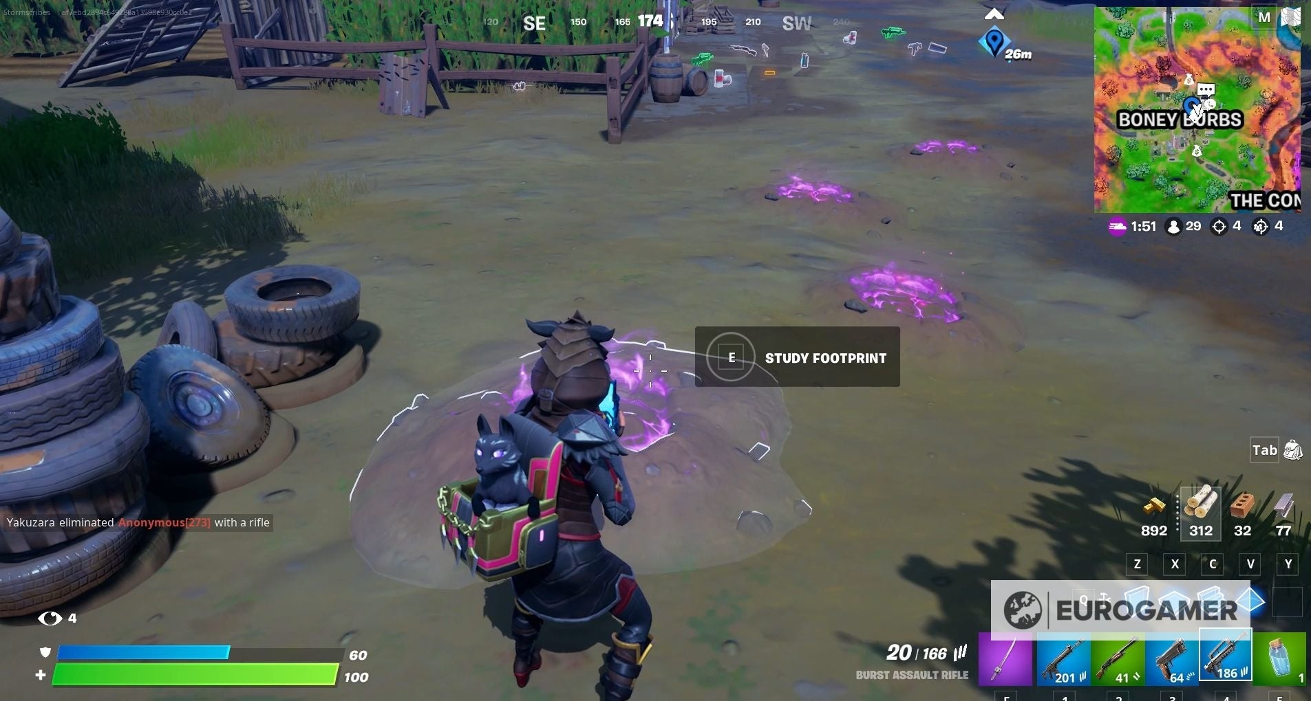 Fortnite Caretaker's footprints location Where to study the Caretaker